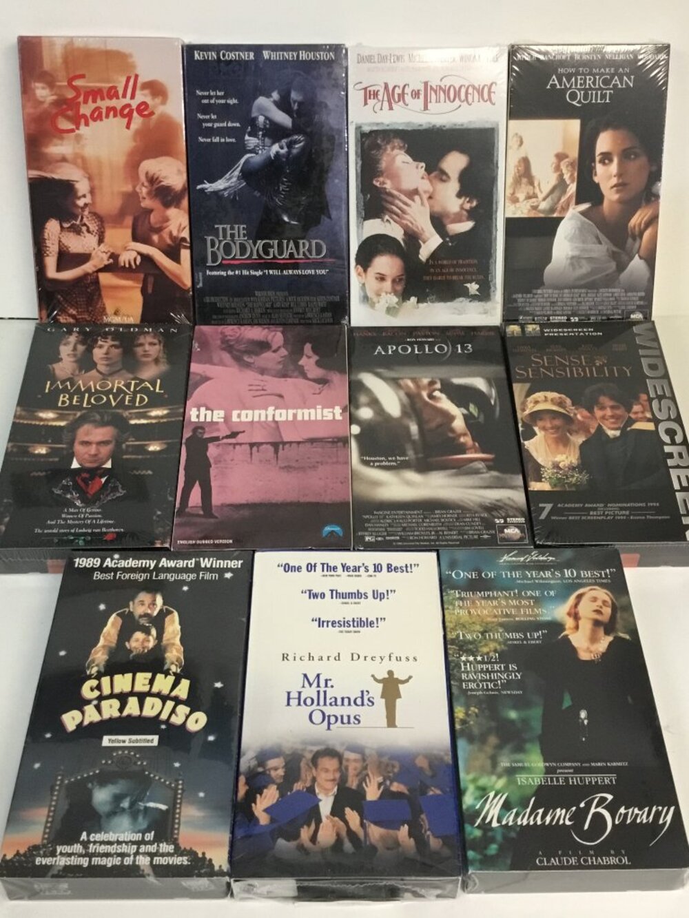 11 VHS New Movie Lot Bodyguard, Small Change, Apollo 13, Madam Bovary, Plus More